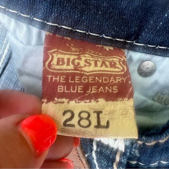 Big Star JENAE 28L skinny jeans dark wash bling embroidered pockets - Picture 4 of 7